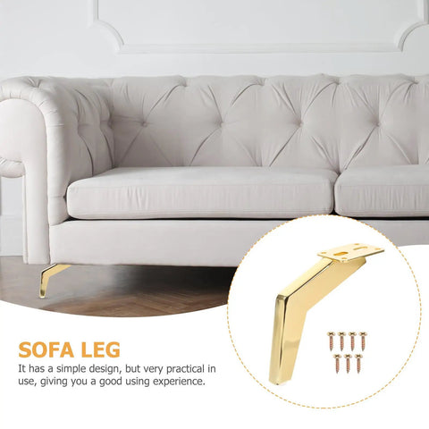 Heavy Duty Iron Furniture Feet For Beds And TV Cabinets Stable Golden Metal Legs With Oblique Cone Design