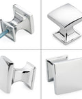 Curved Square Top Cabinet Knob Chrome Pull Handle 25mm Pack Of 25 For Kitchen Cupboard Doors