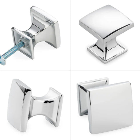 Curved Square Top Cabinet Knob Chrome Pull Handle 25mm Pack Of 25 For Kitchen Cupboard Doors