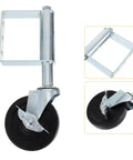Heavy Duty Gate Caster Set With Spring Loaded Shock Absorbing Wheel For Gates And Fences, 75Kg Load Capacity, Durable Natural Color