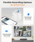 Flexible recording options for 4K PoE Outdoor Security Camera System with various storage and monitoring setups displayed.