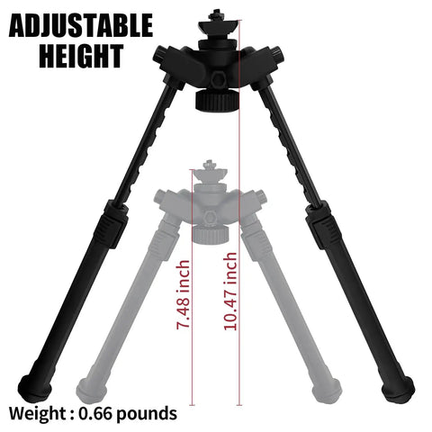 360 Degree Swivel Adjustable Bipod With Quick Detach Lever Six Height Settings From 7.5 To 10.625 Inches Beefy Nylon And Aluminum Build