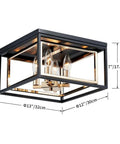 Modern Flush Mount Ceiling Light With E12 Base Three Lights Close To Ceiling Design Matte Black Exterior And Glossy Gold Inner Finish