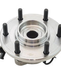 Front view of a Front Wheel Bearing And Hub Assembly For 2012 To 2015 Nissan Armada 4WD And 2012 To 2015 Nissan Titan 4WD DIY Friendly