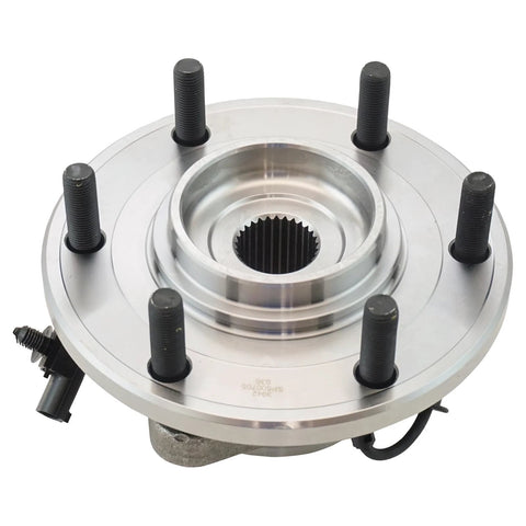 Front view of a Front Wheel Bearing And Hub Assembly For 2012 To 2015 Nissan Armada 4WD And 2012 To 2015 Nissan Titan 4WD DIY Friendly