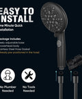 9 Function Shower Head With Built In Power Spray And Pause Button For Deep Clean Rinses, 1.8 GPM, Matte Black, easy installation