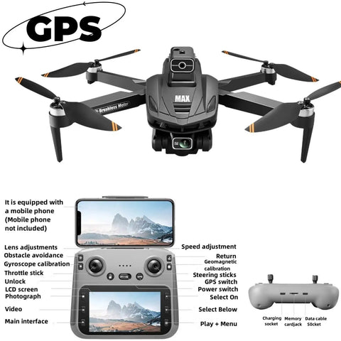 GPS Drone With Dual Cameras And A Large Four And A Half Inch Screen Transmitter For Real Time FPV Flight with controller