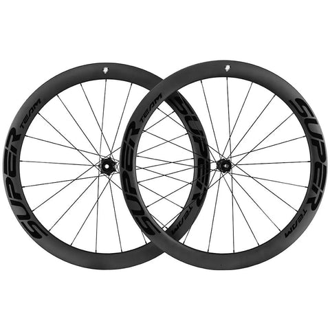 Carbon Disc Road Wheelset 50TU-28-DB Tubeless 700C For SRAM 12-Speed Through Axle displayed front view