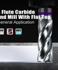 Carbide Square End Mill Four Flute One Eighth Inch Shank CNC Router Bits For Aluminum Steel Brass With AlTiN Coating, side view