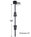 18 Inch Drop Cane Bolt Gate Latch, Beefy Heavy Duty Black Solid Steel Ground Drop Rod For Wood Metal PVC Vinyl Fences And Doors, Corrosion Resistant Outdoor Gate Hardware, Keeps Gates Secured To The Ground, 1 Pack