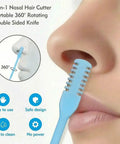Two In One Nasal Hair Cutter Set For Men And Women With 360 Degree Rotating Manual Nose Trimmer And Soft Cleaning Brush Portable Design