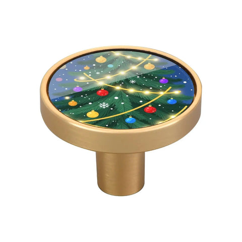 Four Pack Trippy Paint Drip Cabinet Knobs For Kitchen And Bathroom Zinc Alloy Drawer Pulls with Christmas tree design.