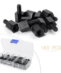 180 Piece M3 Nylon Hex Spacers Standoffs Nuts Screws Assortment Kit 6 To 20mm Length 6mm Thread 0.5mm Pitch Durable Anticorrosive Nylon Hardware Set Ideal For RC Cars Drones And Electronics Projects, black hex spacers and storage box