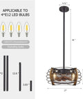 Caged Wood Farmhouse Ceiling Fan With Light And Remote Control Flush Mount Industrial Style dimensions diagram