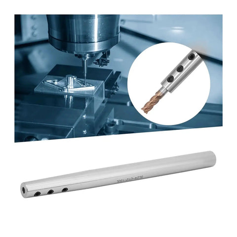 Heavy Duty Tungsten Steel Mill Extension Holder For Cnc Lathe And Milling Machine shown in a machining setup with a visible drill bit.