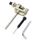 Kamier T8F drive chain breaker tool with long steel rod, screw clamp, black knob, and L-shaped hex key