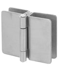 Stainless Steel Glass Door Hinge Set For Cabinets And Shower Enclosures, All Weather Heavy Duty Glass Clamp Hardware, Built To Last Bathroom Cabinet Cupboard Hinges For Glass Doors; stainless steel clamp hinge close-up
