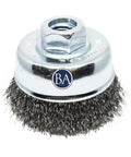 Top Shelf Carbon Steel Mounted Crimped Wire Cup Brush 2-3/4 Inch with metal hub for angle grinder rust stripping.