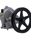 TUCAREST brake vacuum pump with black pulley on gray metal housing