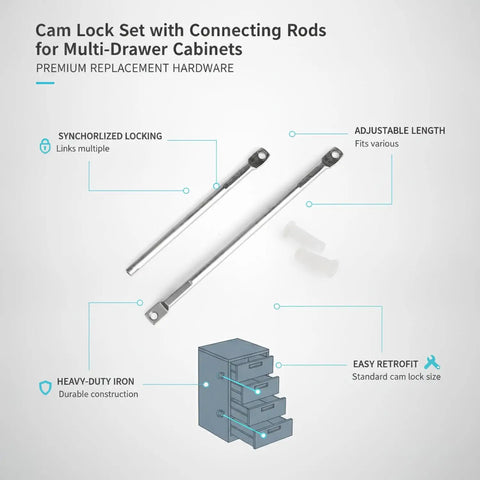 All In One Quick Install Cam Lock Kit With Adjustable Rods For Easy Cabinet Repair And Locker Security Durable Iron Hardware for filing cabinets