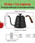 Gooseneck Pour Over Kettle With Built In Thermometer Pro Grade Stainless Steel Stovetop Kettle Insulated Handle 40.6 Oz 1200 Ml