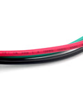 Close-up of red, black, and green wires from 1/2 Inch 3 Conductor 10 Gauge Liquid Tight Conduit Wire With Ground Nonmetallic Flexible Conduits Outdoor Power Whip Kit Easy Install For AC Disconnect Box 4 Ft Assembly