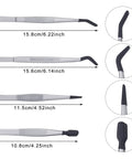 4 Piece Rubber Coated Tweezers Set With Straight Point Flat Tip And Long Bent Tips For Crafts Beads Stamps Jewelry Making