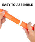 Hands assembling orange Six 5Ft Adjustable Agility Poles For Soccer Basketball Football Dog And Horse Training Speed And Agility Gear