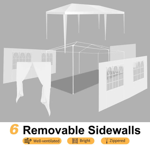 10x20 Ft Party Tent Canopy With Six Removable Sidewalls, Waterproof Outdoor Shelter showing frame and sidewall details