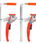 Two Pack Ratcheting Table Clamps With Quick Bar For Easy Grip, 0 To 6 Inch Clamping Range, Beefy Heavy Duty F Clamp For MFT Tables