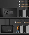 Fire Resistant Safe Box With Fireproof Waterproof Bag And Sensor Light 0.4 Cubic Feet Money Safe Electronic Digital Security Safe