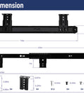 Heavy Duty 14 Inch Keyboard Slide With Ball Bearing Rails under desk tray diagram with dimensions and accessories