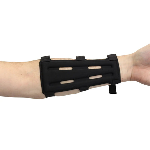 8 Inch Archery Arm Guard With Ventilated Design And 3 Strap Buckles For Quick Secure Fit Durable One Size Fits All Black on forearm