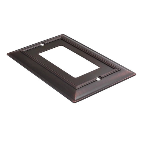 Oil Rubbed Bronze Single Gang Wall Plate For Light Switch And Outlet, Durable Zinc Alloy Construction, 3 Pack