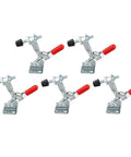 Five Heavy Duty Quick Release Clamp Jig Set 5 Pcs M5x46mm Holds Up To 110 Lbs 50 Kg Galvanized Iron With Plastic Tips for various projects.