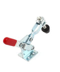 Red Toggle Clamp Vertical Type With 65 Degree Handle Opening 100Kg (220 Lbs) Holding Capacity 102B Model Built Tough Quick Set Fixture Clamp For Woodworking And Metal Fabrication, red-handled steel clamp