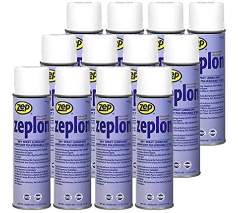 Case of 12 cans of Heavy Duty Dry Spray Lubricant With PTFE For Industrial Use, 11 Ounce, arranged in a group.