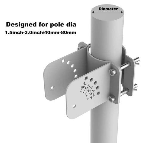 Adjustable Solar Panel Pole Mount Bracket Kit For 20W 30W Panels Fits 1.5 To 3 Inches Poles 40mm To 80mm Angle Adjustable