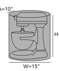 Diagram of Keepsakes Mixer Cover With Dust Protection Stain Resistant And Washable Cream Colored Appliance Cover dimensions.