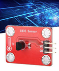 LM35 Temperature Sensor Module With Linear 10mV Per Degree Celsius Output For Microbit, red PCB with 3-pin interface