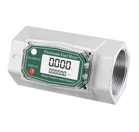 Electronic Digital Turbine Flow Meter For Liquids 60 To 500 Liters Per Minute About 1 Percent Accurate Aluminum Alloy Body 2 Inch Threaded