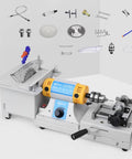Badass Mini Table Saw With Bench Grinder Capabilities delivering 750 Watt motor and variable speed control for woodwork.