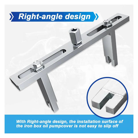 Universal Fuel Pump Removal Tool With Adjustable Lock Ring Spanner for Most Vehicles, right-angle design, metal tool device.