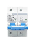 Top Tier Heavy Duty 2 Pole 1000V DC MCB Main Circuit Breaker For Solar And RV Systems 80A 100A 125A view showing toggle switch and labels.