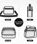 All-round display of Stadium Ready Clear Bag With Adjustable Strap For Concerts Festivals And Game Day See Through PVC Purses.