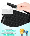 Hand peeling open the seal of 5x10 Inch Black Bubble Mailers Self Sealing Padded Envelopes, 100 Pack, Inner 9 Inch Size
