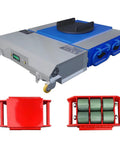 Heavy Duty Machinery Mover 20T Electric Remote Control Skate For Industrial Equipment Dolly with red rolling attachments.