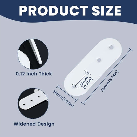 Premium Mending Plates For Wood Furniture Repair Set Of Four Stainless Steel Flat Brackets 0.12 inch thick dimensions showcased.