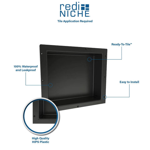 Recessed Shower Niche Shelf In Black, One Inner Shelf, 16 W X 14 H X 4 D, All In One Storage Solution For Soaps And Shampoos