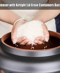 Keep Your Pantry Fresh As Heck Super Spacious Ceramic Airtight Storage Container With Secure Lid Hella Large Kitchen Canister with rice being held.